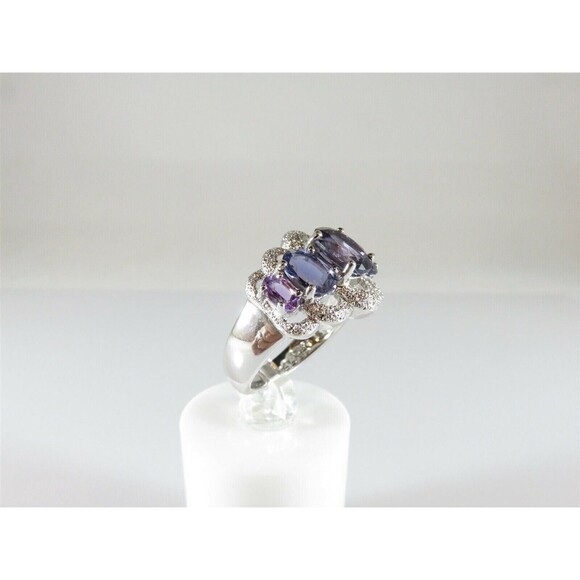 Gorgeous Designer Signed Sterling Silver Amethyst Cocktail Ring Size 6.75 - Picture 2 of 7